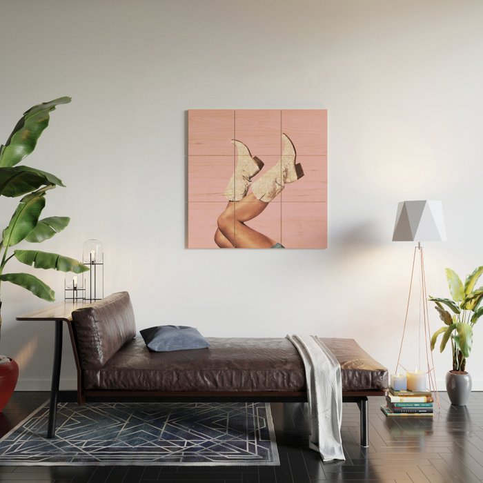 These Boots - Glitter Pink DL Wood Wall Art Gallery Image 2