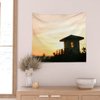 Lifeguard Stand at Sunset Wall Tapestry Gallery Image 2