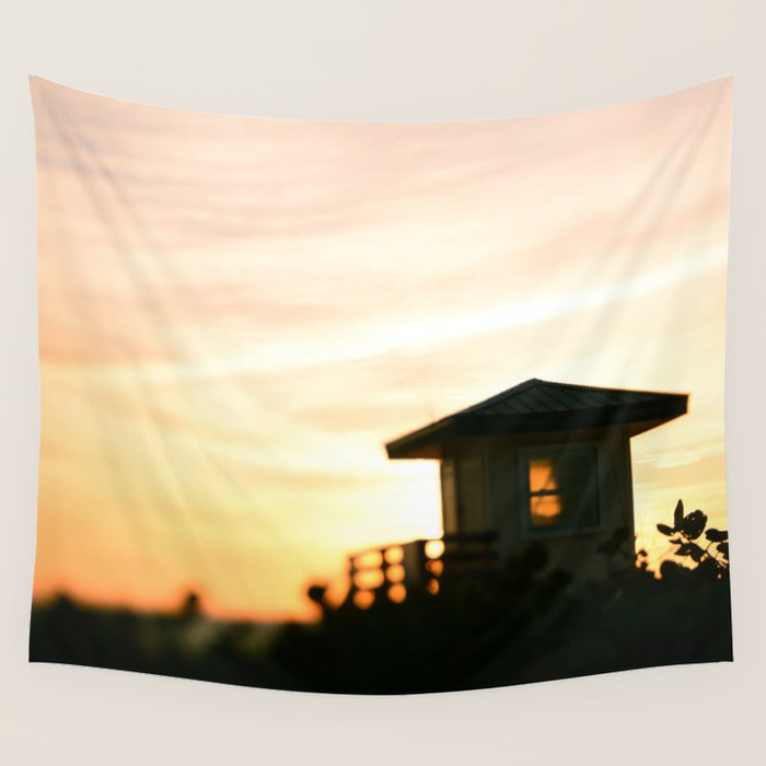 Lifeguard Stand at Sunset Wall Tapestry Gallery Image 4