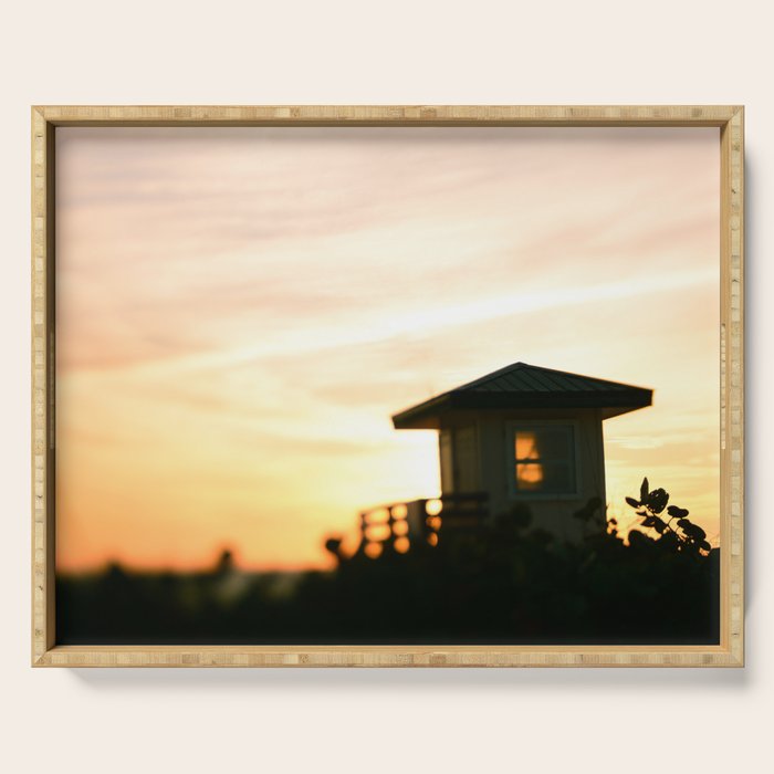 Lifeguard Stand at Sunset Serving Tray Gallery Image 1