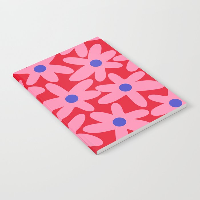 Daisy Time Floral Pattern Magenta Fuchsia Pink Blue Notebook Gallery Image 2