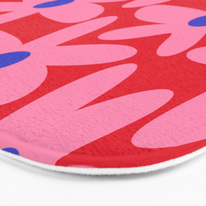 Daisy Time Floral Pattern Magenta Fuchsia Pink Blue Bath Mat Gallery Image 3