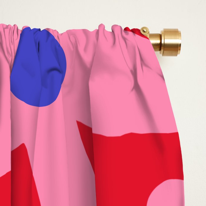 Daisy Time Floral Pattern Magenta Fuchsia Pink Blue Window Curtain Gallery Image 2