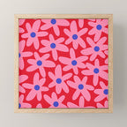 Daisy Time Floral Pattern Magenta Fuchsia Pink Blue Mini Art Print Gallery Image 1