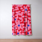 Daisy Time Floral Pattern Magenta Fuchsia Pink Blue Window Curtain Gallery Image 3