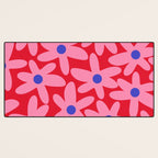 Daisy Time Floral Pattern Magenta Fuchsia Pink Blue Desk Mat Gallery Image 3