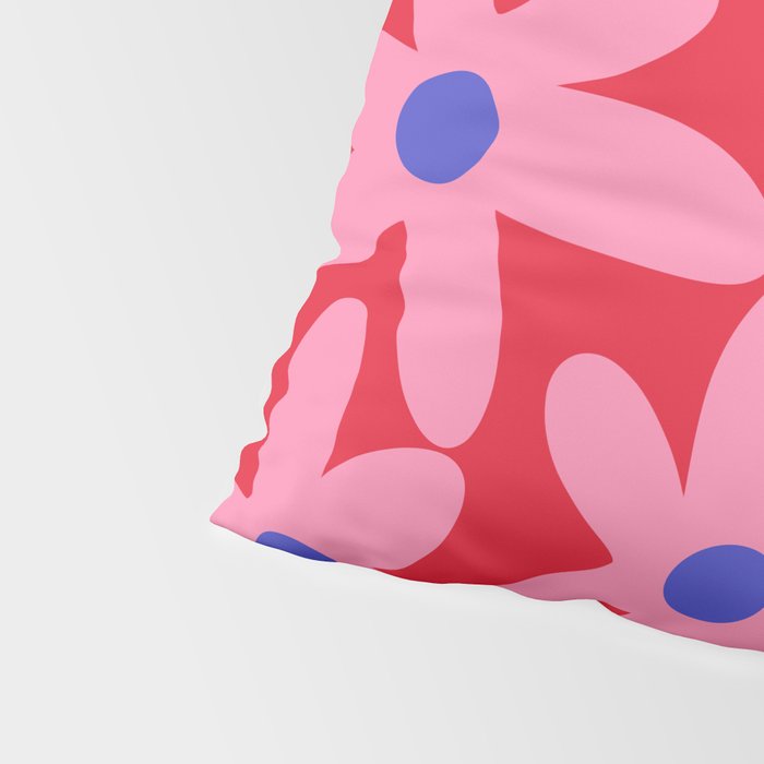 Daisy Time Floral Pattern Magenta Fuchsia Pink Blue Pillow Sham Gallery Image 4
