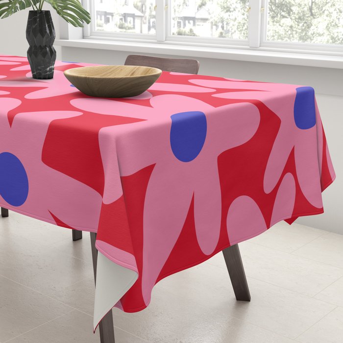 Daisy Time Floral Pattern Magenta Fuchsia Pink Blue Tablecloth Gallery Image 3