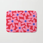 Daisy Time Floral Pattern Magenta Fuchsia Pink Blue Bath Mat Gallery Image 1