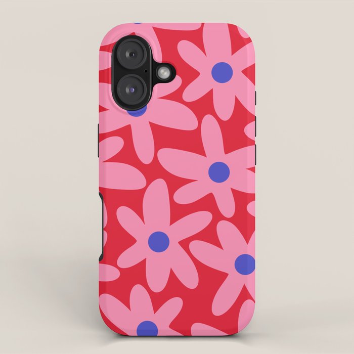 Daisy Time Floral Pattern Magenta Fuchsia Pink Blue iPhone Case Gallery Image 1