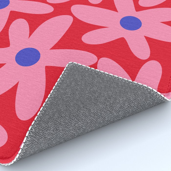 Daisy Time Floral Pattern Magenta Fuchsia Pink Blue Rug Gallery Image 4