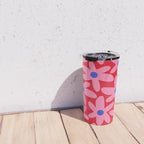 Daisy Time Floral Pattern Magenta Fuchsia Pink Blue Travel Mug Gallery Image 4