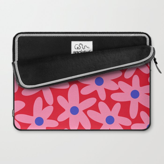 Daisy Time Floral Pattern Magenta Fuchsia Pink Blue Laptop Sleeve Gallery Image 2