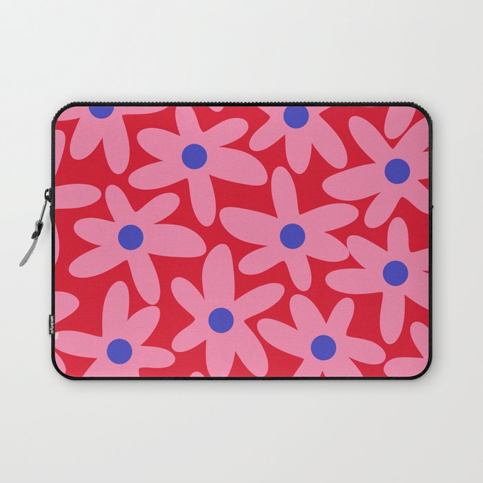 Daisy Time Floral Pattern Magenta Fuchsia Pink Blue Laptop Sleeve Gallery Image 1