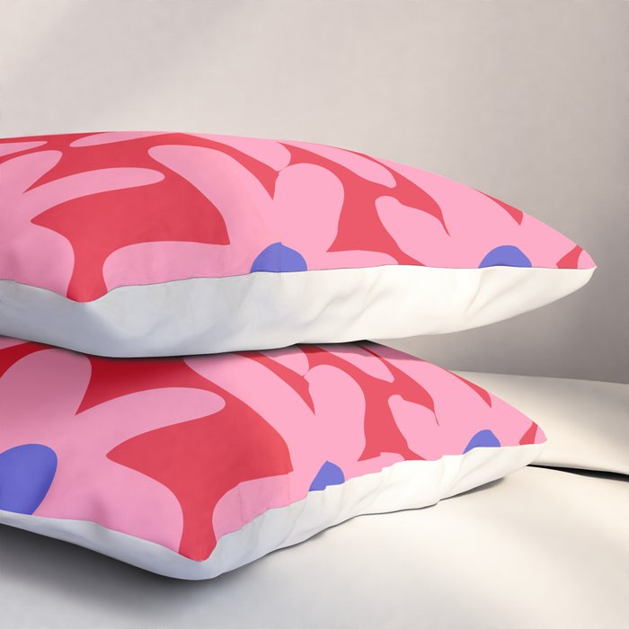 Daisy Time Floral Pattern Magenta Fuchsia Pink Blue Pillow Sham Gallery Image 3