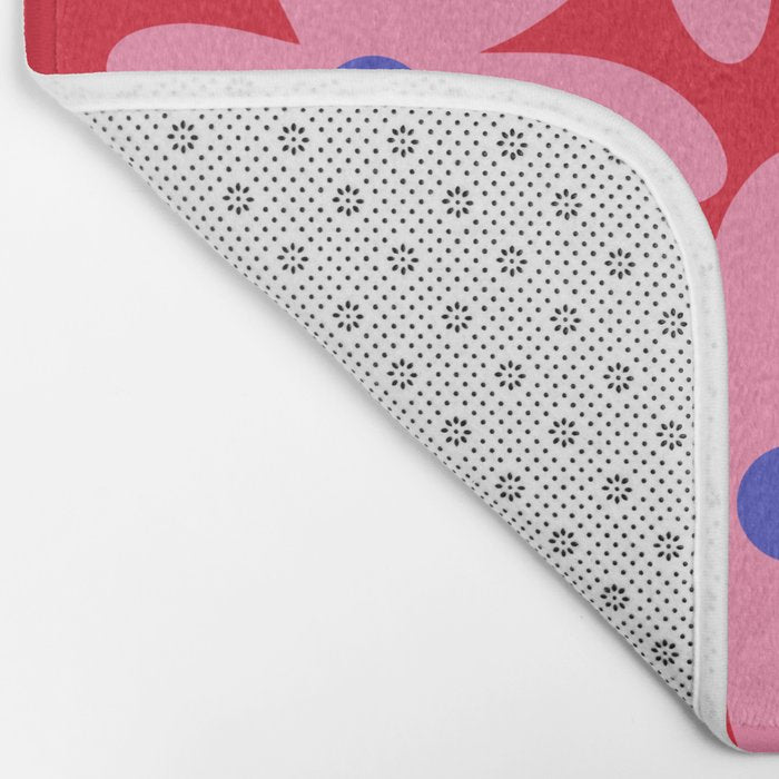 Daisy Time Floral Pattern Magenta Fuchsia Pink Blue Bath Mat Gallery Image 2