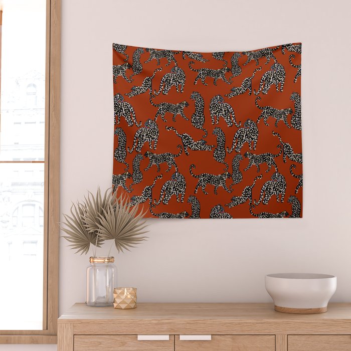 Modern black cheetah with white dots  Wall Tapestry Gallery Image 2