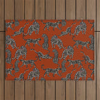 Modern black cheetah with white dots  Outdoor Rug Gallery Image 1