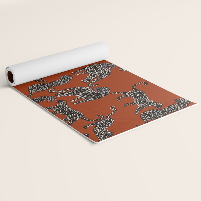 Modern black cheetah with white dots  Yoga Mat Gallery Image 2