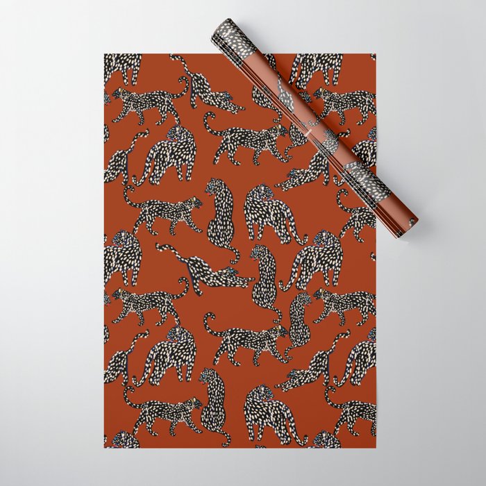 Modern black cheetah with white dots  Wrapping Paper Gallery Image 1