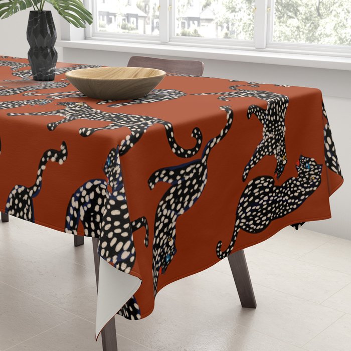 Modern black cheetah with white dots  Tablecloth Gallery Image 3