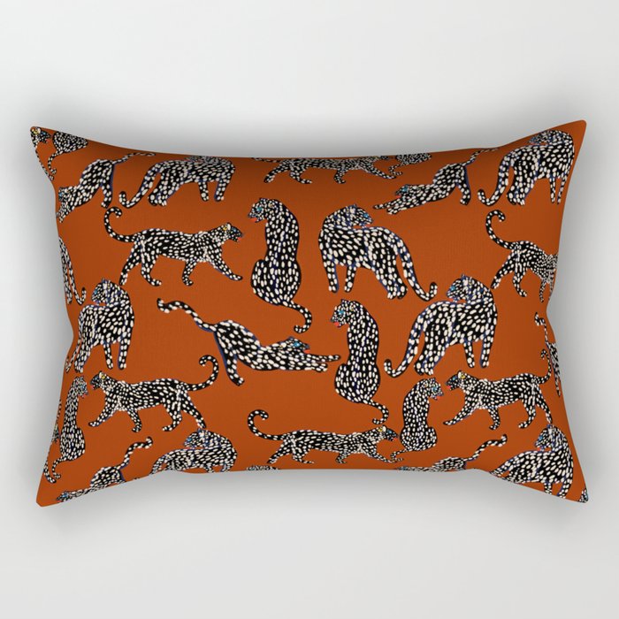 Modern black cheetah with white dots  Rectangular Pillow Gallery Image 2