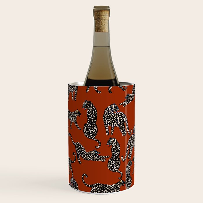 Modern black cheetah with white dots  Wine Chiller Gallery Image 1