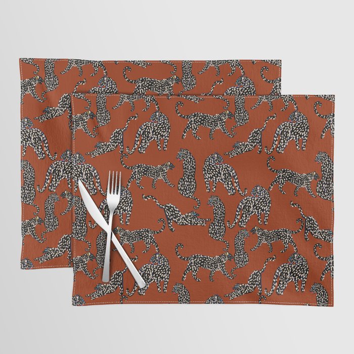Modern black cheetah with white dots  Placemat Gallery Image 1