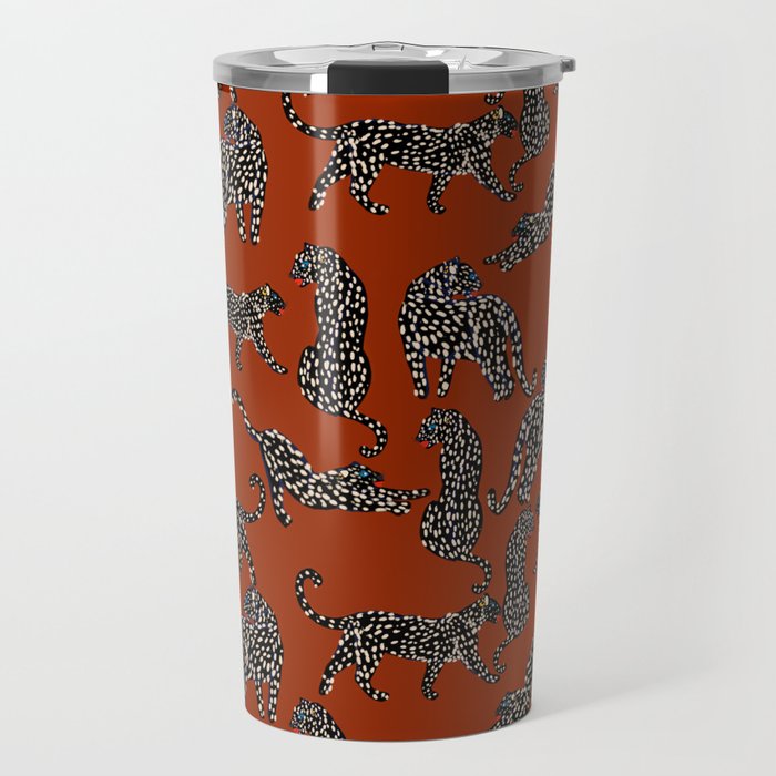 Modern black cheetah with white dots  Travel Mug Gallery Image 1