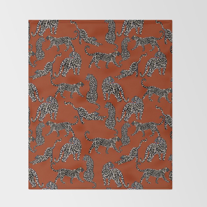 Modern black cheetah with white dots  Throw Blanket Gallery Image 2