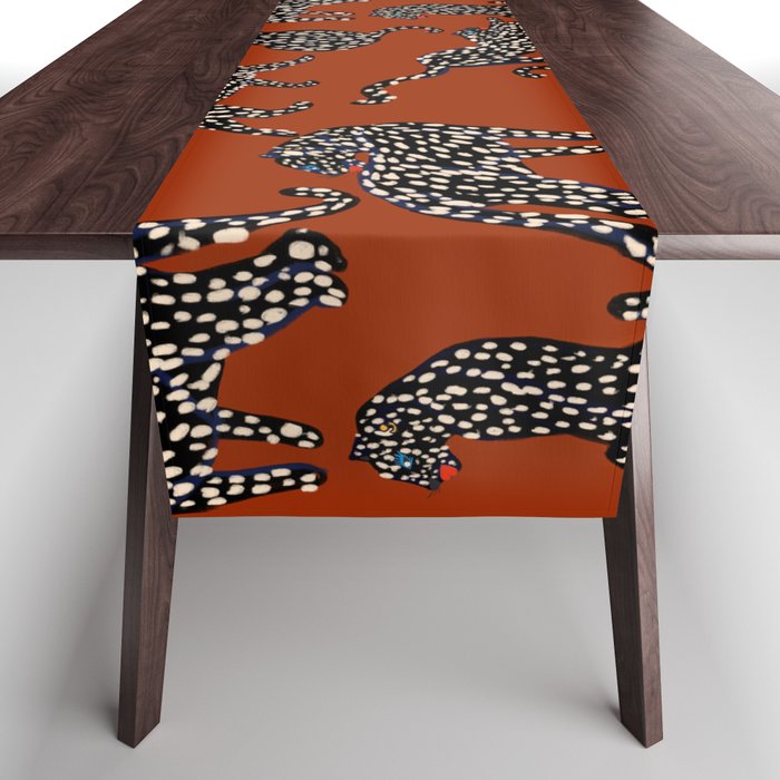 Modern black cheetah with white dots  Table Runner Gallery Image 1