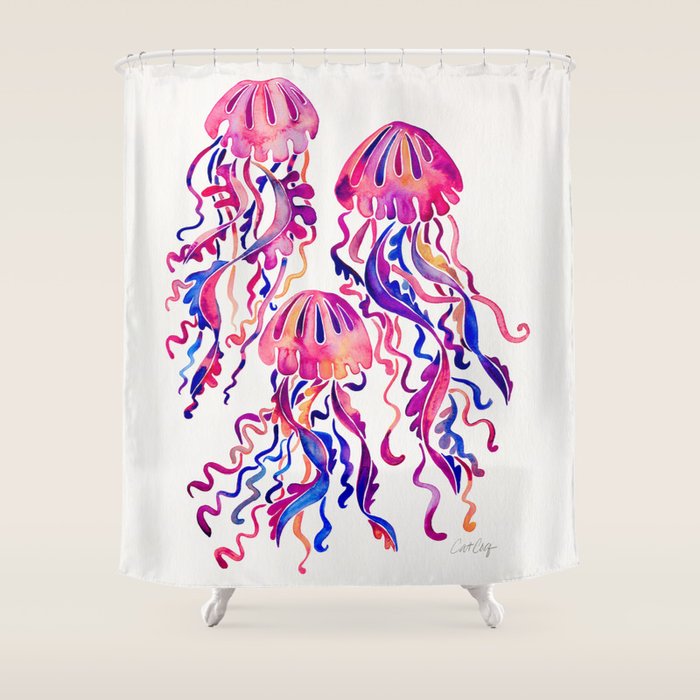 Jellyfish - Magenta Palette Shower Curtain Gallery Image 1
