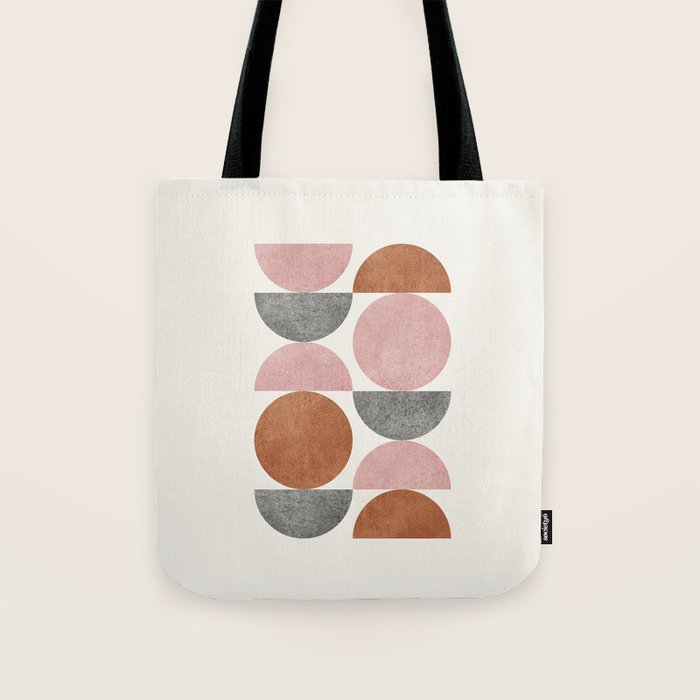 Pink brown retro scandinavian pattern Tote Bag Gallery Image 1