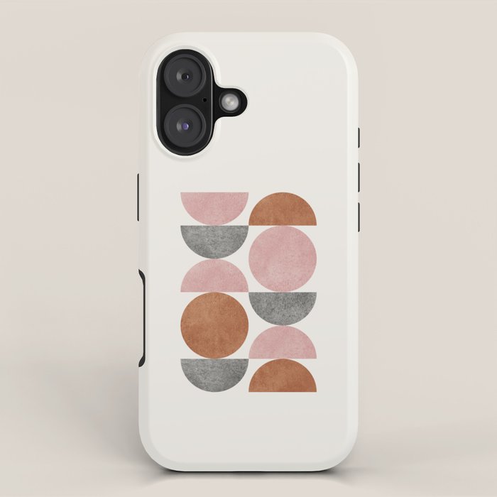 Pink brown retro scandinavian pattern iPhone Case Gallery Image 1