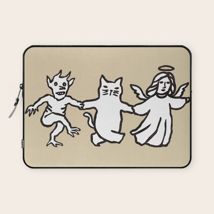 The angel and devil and cat Laptop Sleeve Gallery Image 1
