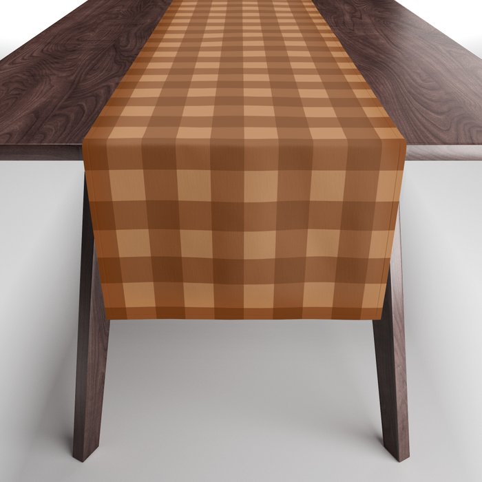 Gingham Plaid Pattern - Burnt Orange Table Runner Gallery Image 1