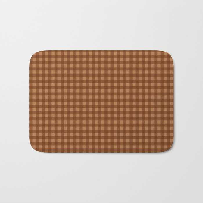 Gingham Plaid Pattern - Burnt Orange Bath Mat Gallery Image 1