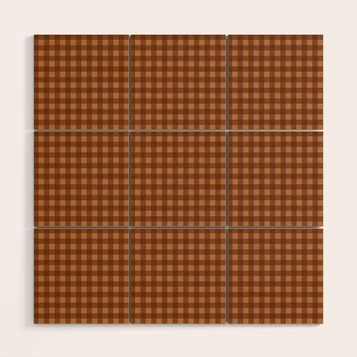 Gingham Plaid Pattern - Burnt Orange Wood Wall Art Gallery Image 1