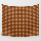 Gingham Plaid Pattern - Burnt Orange Wall Tapestry Gallery Image 4