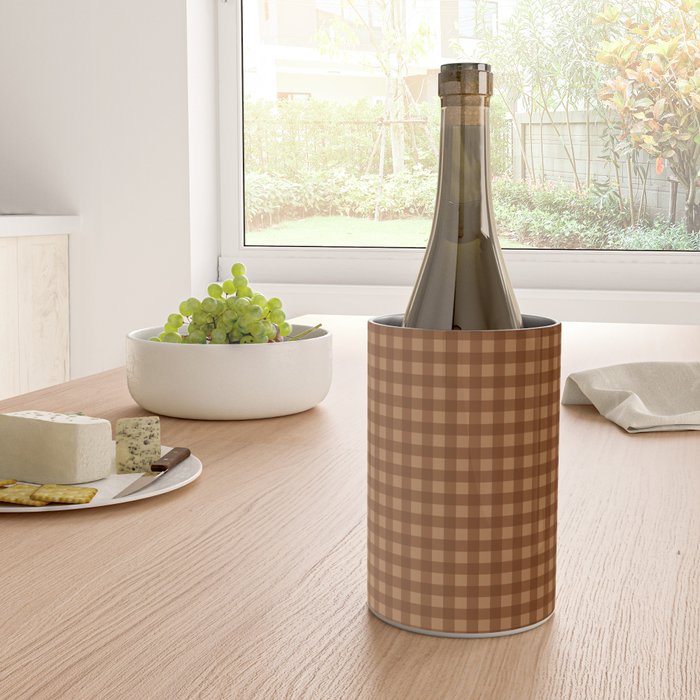 Gingham Plaid Pattern - Burnt Orange Wine Chiller Gallery Image 4