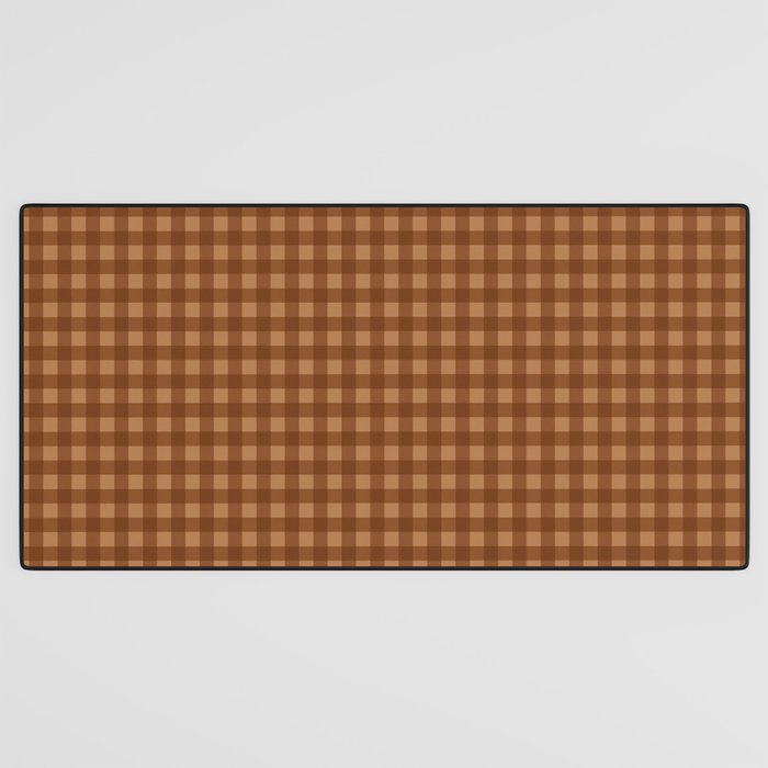 Gingham Plaid Pattern - Burnt Orange Desk Mat Gallery Image 3