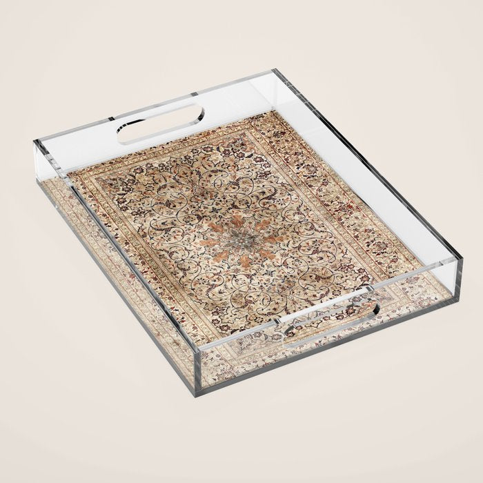 Silk Esfahan Persian Carpet Print Acrylic Tray Gallery Image 1
