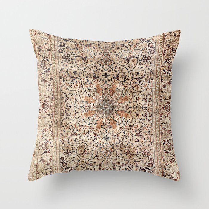 Silk Esfahan Persian Carpet Print Throw Pillow Gallery Image 6