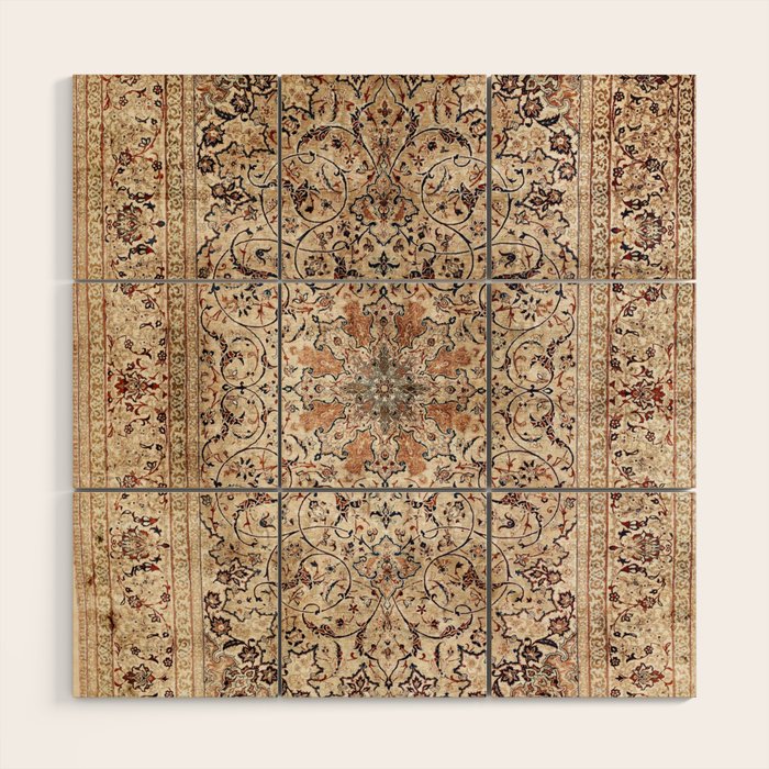 Silk Esfahan Persian Carpet Print Wood Wall Art Gallery Image 1