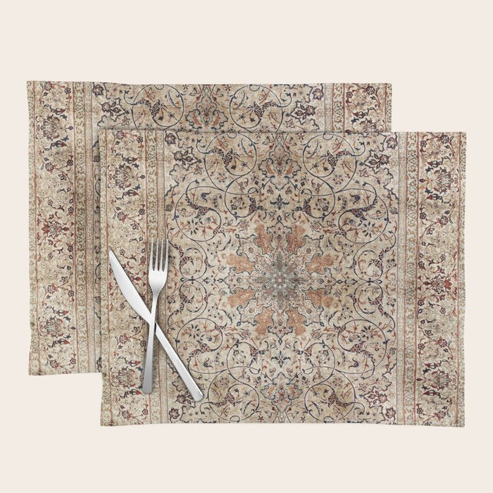 Silk Esfahan Persian Carpet Print Placemat Gallery Image 1