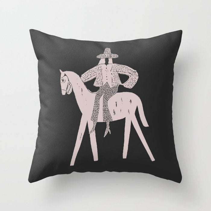 Solo Rider - Charcoal Throw Pillow