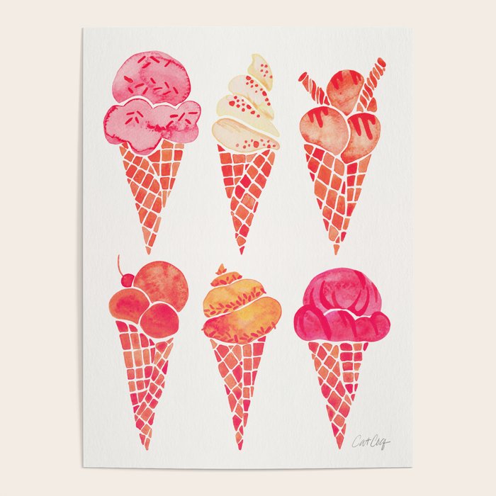 Ice Cream Cones - Pink & Peach Palette Poster Gallery Image 4