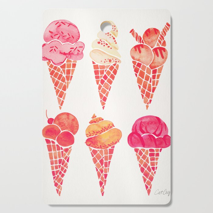 Ice Cream Cones - Pink & Peach Palette Cutting Board Gallery Image 1