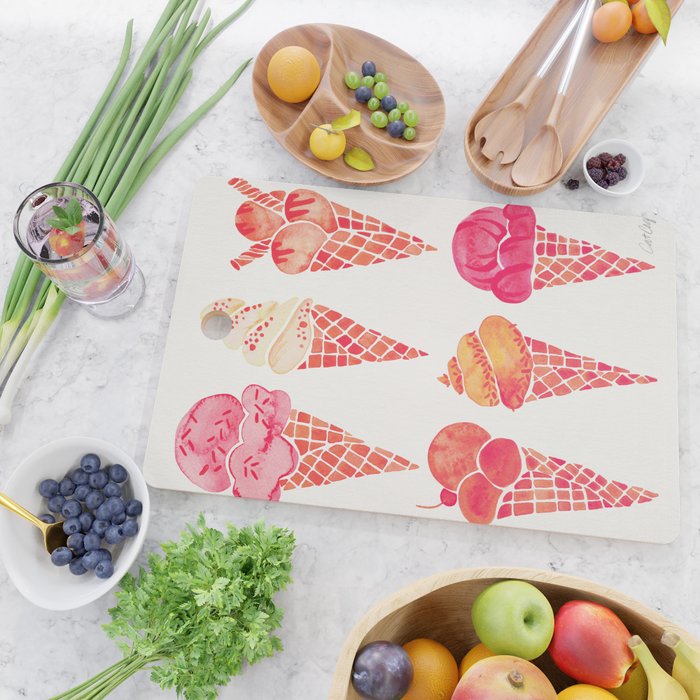 Ice Cream Cones - Pink & Peach Palette Cutting Board Gallery Image 2