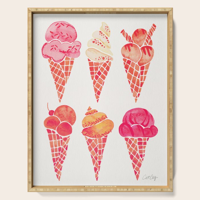 Ice Cream Cones - Pink & Peach Palette Serving Tray Gallery Image 1